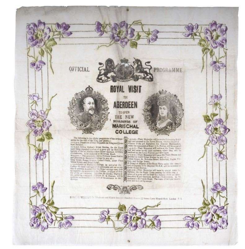Historical objects include a napkin from a visit by the King to Aberdeen.