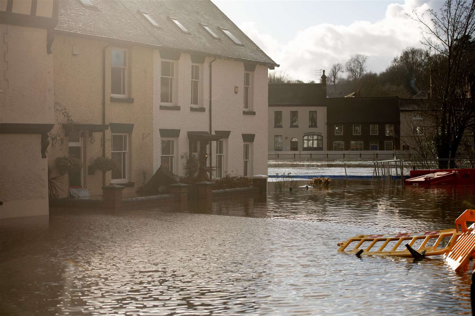 A flooded street in Bewdley, Worcestershire, after Storm Christoph (Jacob King/PA)