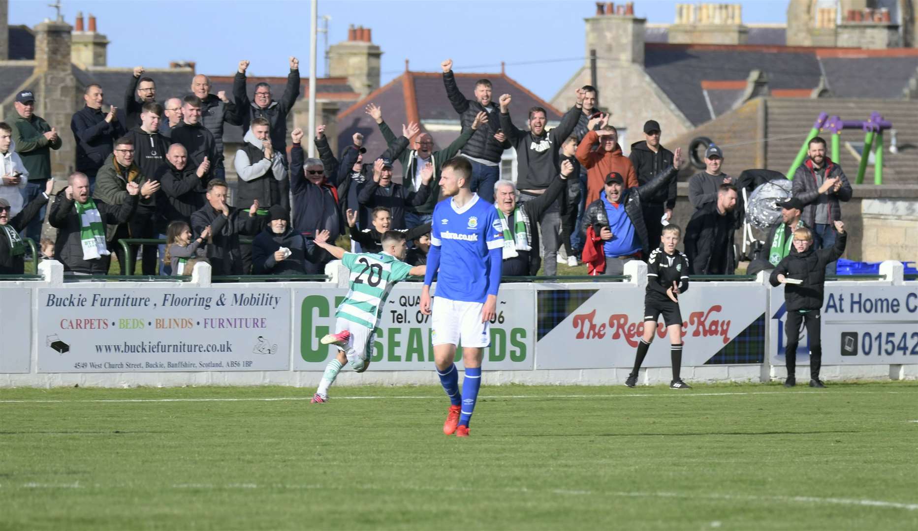Buckie Thistle's Marcus Goddall scoring the first goal of the game in the 53rd minute...Buckie Thistle v Linfield, Victoria Park...Picture: Beth Taylor.