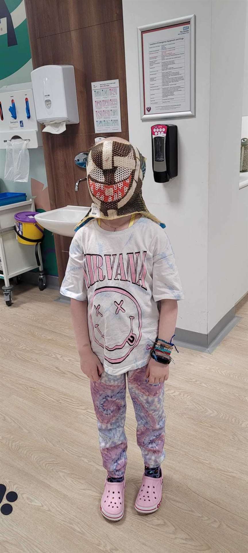 She was fitted with a made-to-measure mask for her treatment which she painted as the Marvel character Venom.