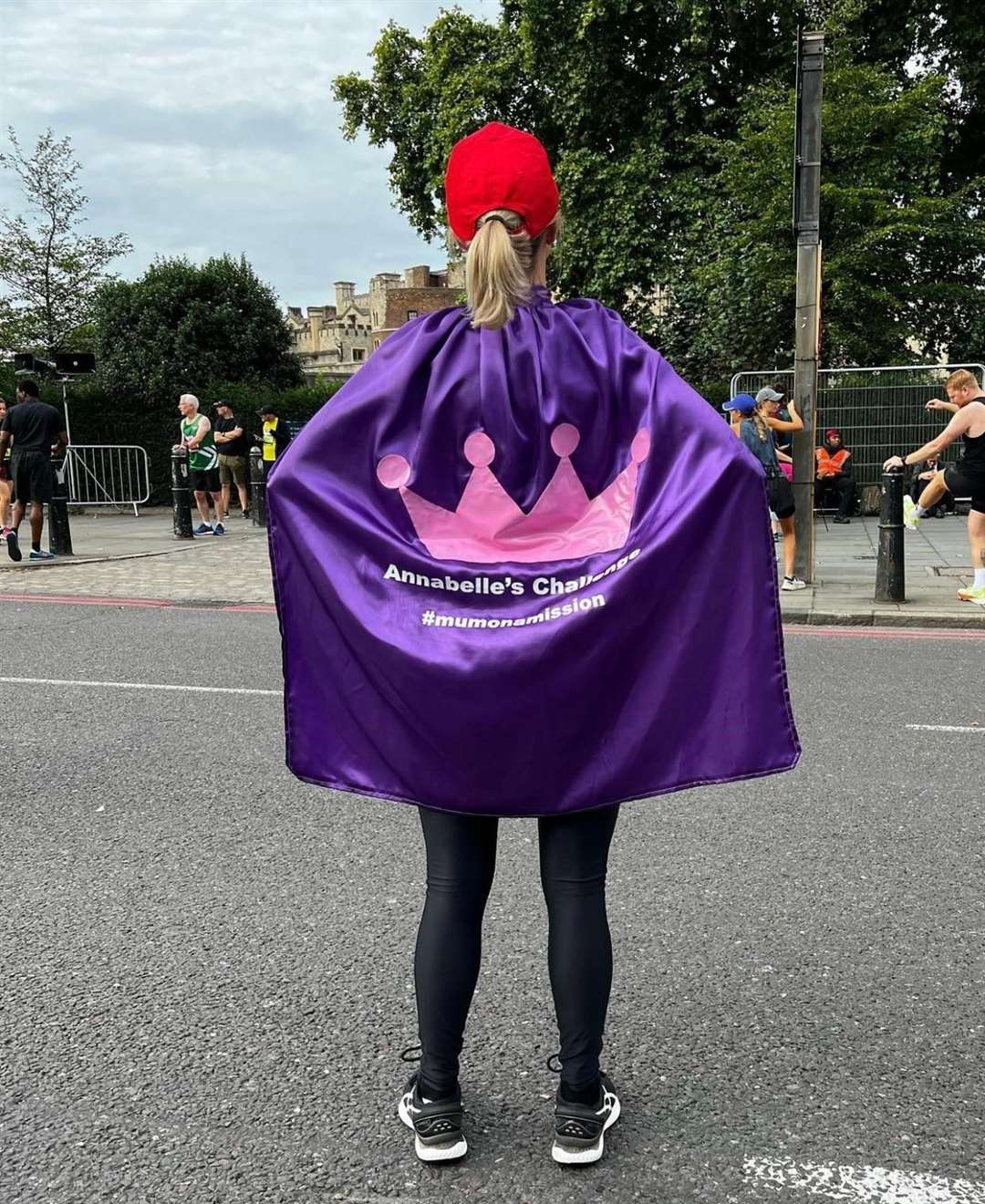 Bonnie Jackson will be wearing her Annabelle’s Challenge MumOnAMission cape in Sunday’s ASICS London 10k (Bonnie Jackson/PA)