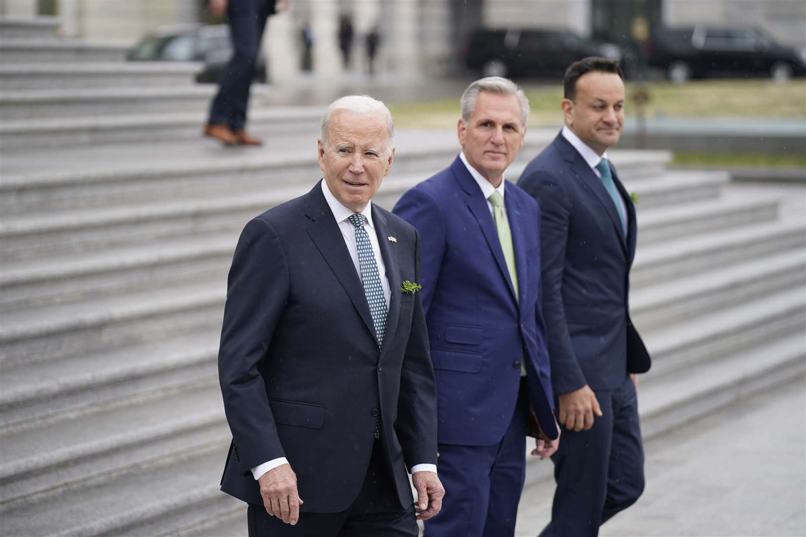 US President Joe Biden, Speaker Kevin McCarthy and Taoiseach Leo Varadkar (Niall Carson/PA)