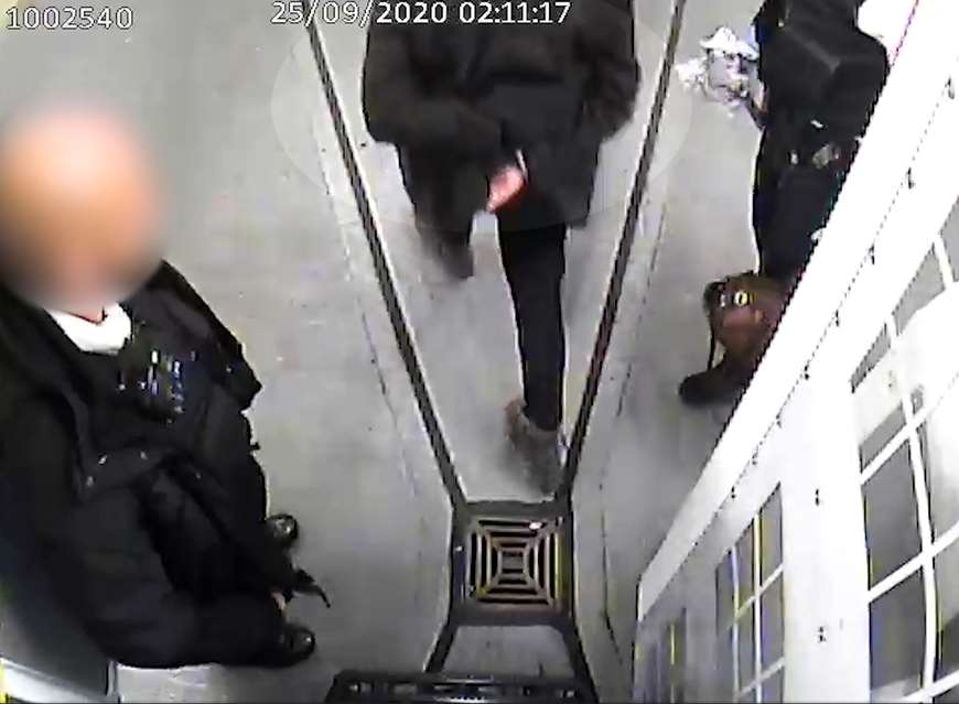 A reversed image showed De Zoysa’s right hand hidden under the flap of his coat as he left the van. (Metropolitan Police/PA)