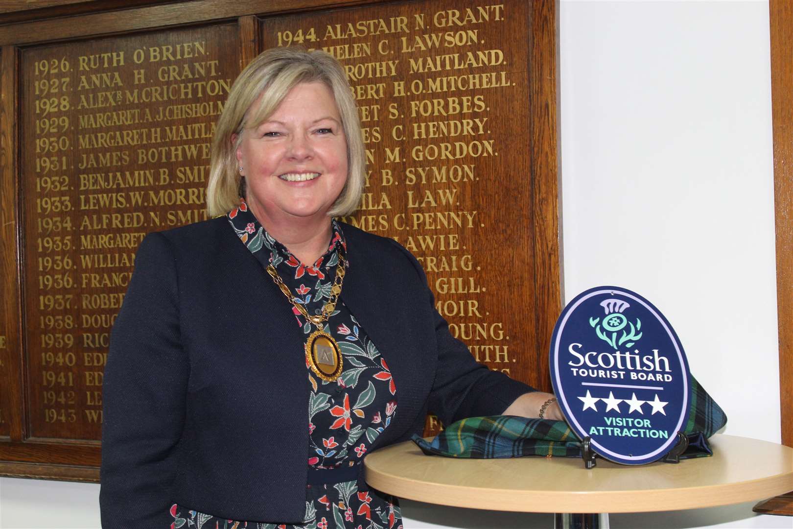 Provost Judy Whyte unveiled the Scottish tourist board 4 star visitor attraction plaque at Wednesday's meeting in Garioch Heritage centre, Loco works road, Inverurie. Picture: Griselda McGregor