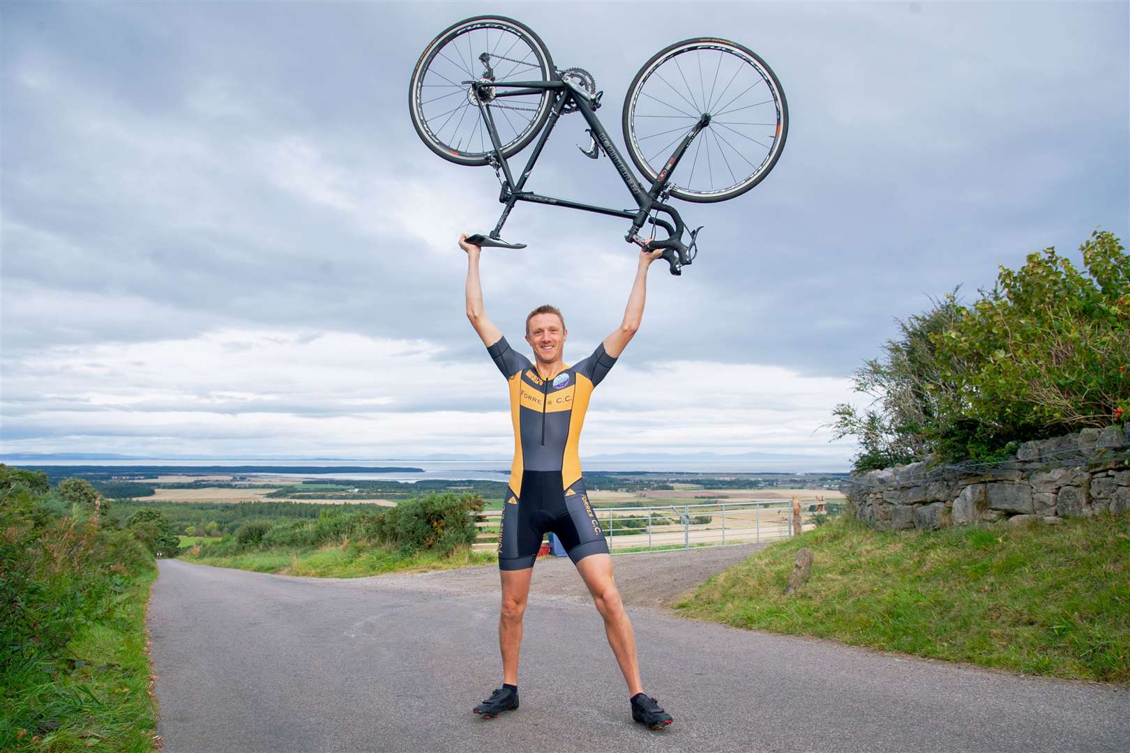 Forres cyclist Steve Sharp completed 78 ascents of the Califer Hill for the Everesting challenge...Picture: Daniel Forsyth..
