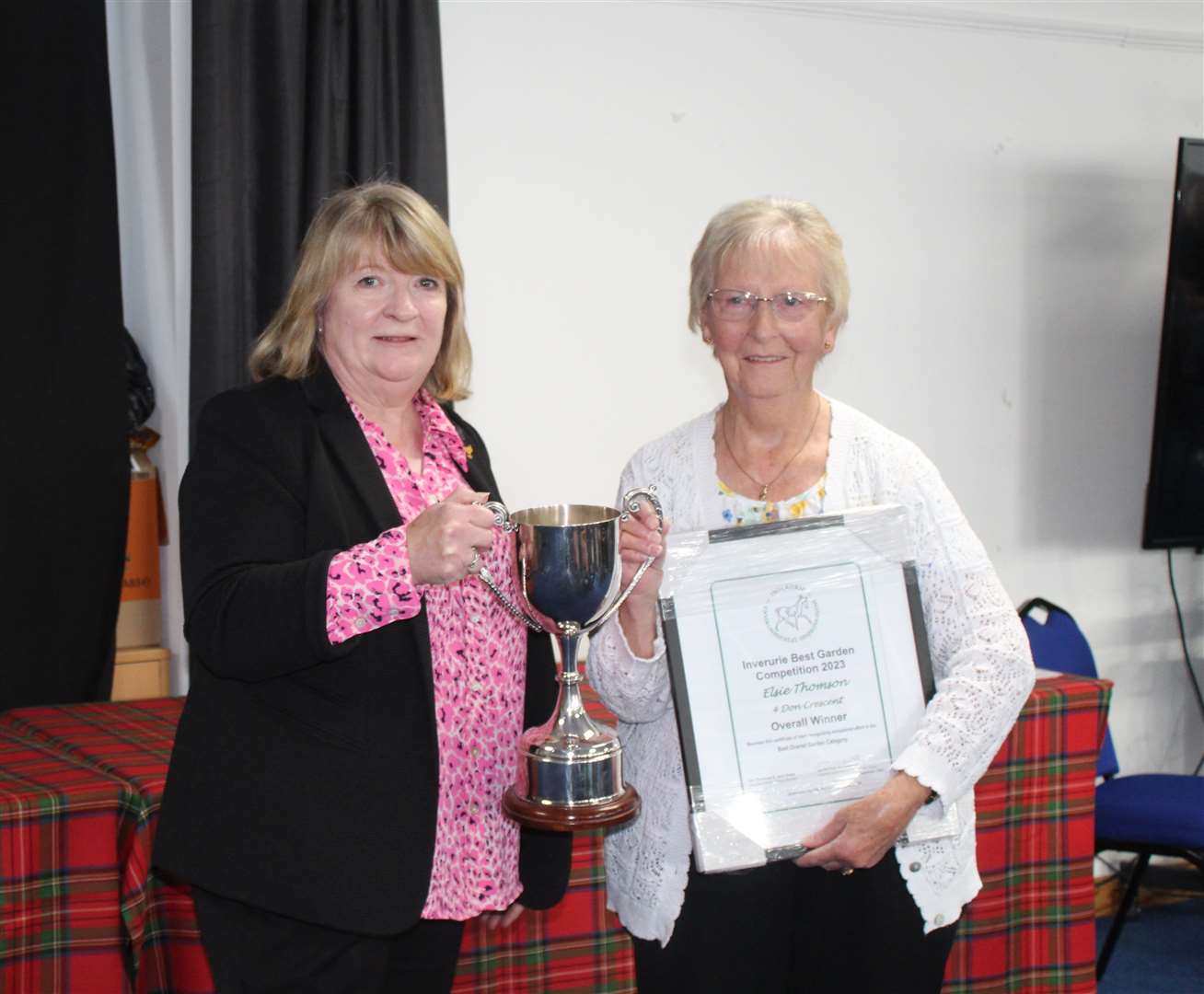 Overall winner Elsie Thomson receives her prize cup from Councillor Marion Ewenson at Saturday's IEI prize-giving at Garioch Heritage centre, Loco works road, Inverurie. Picture: Griselda McGregor