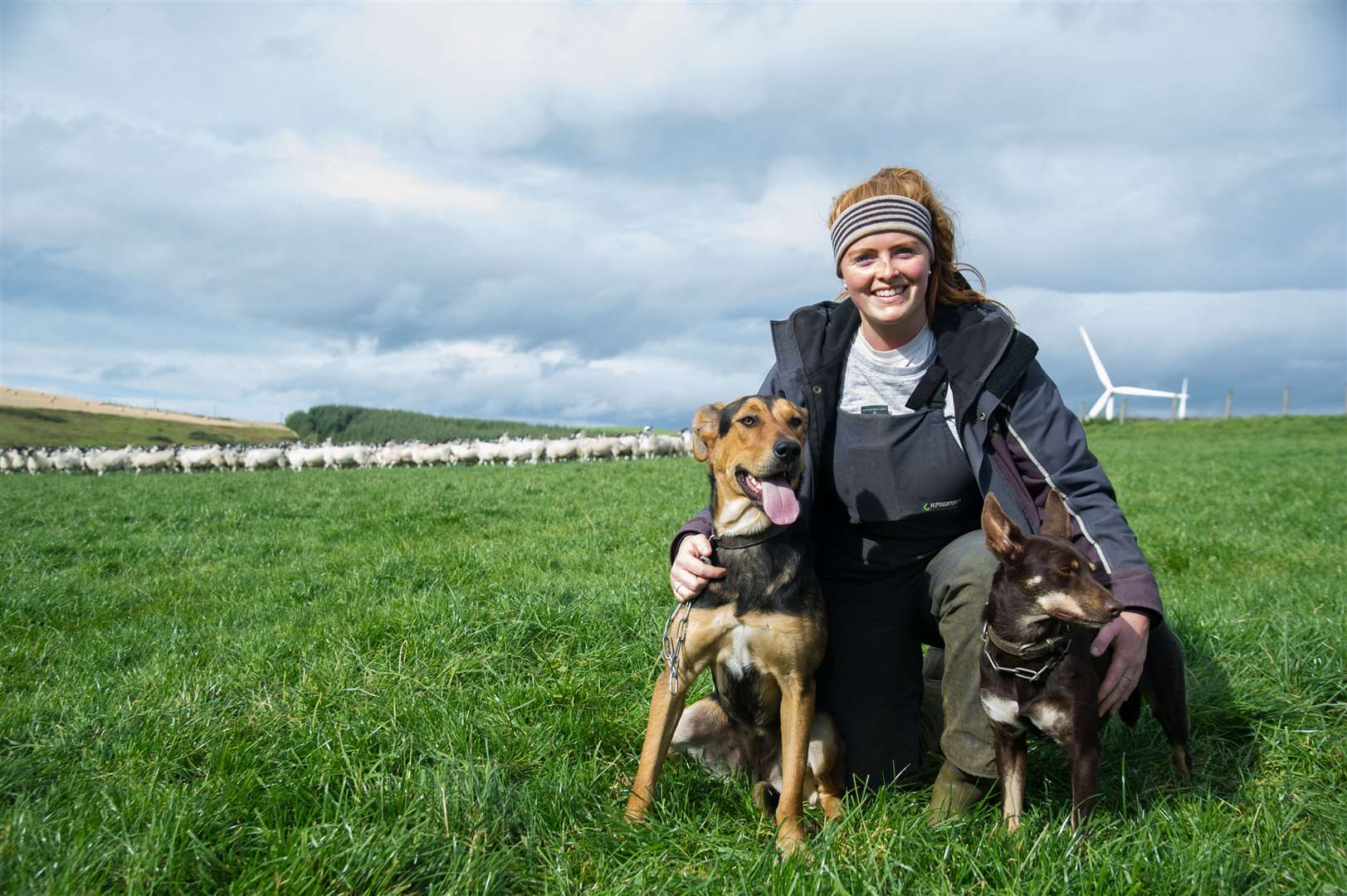 Nicola Wordie who has been nominated for Countryfile Young Countryside Champion with her two sheepdogs. Picture: Becky Saunderson.
