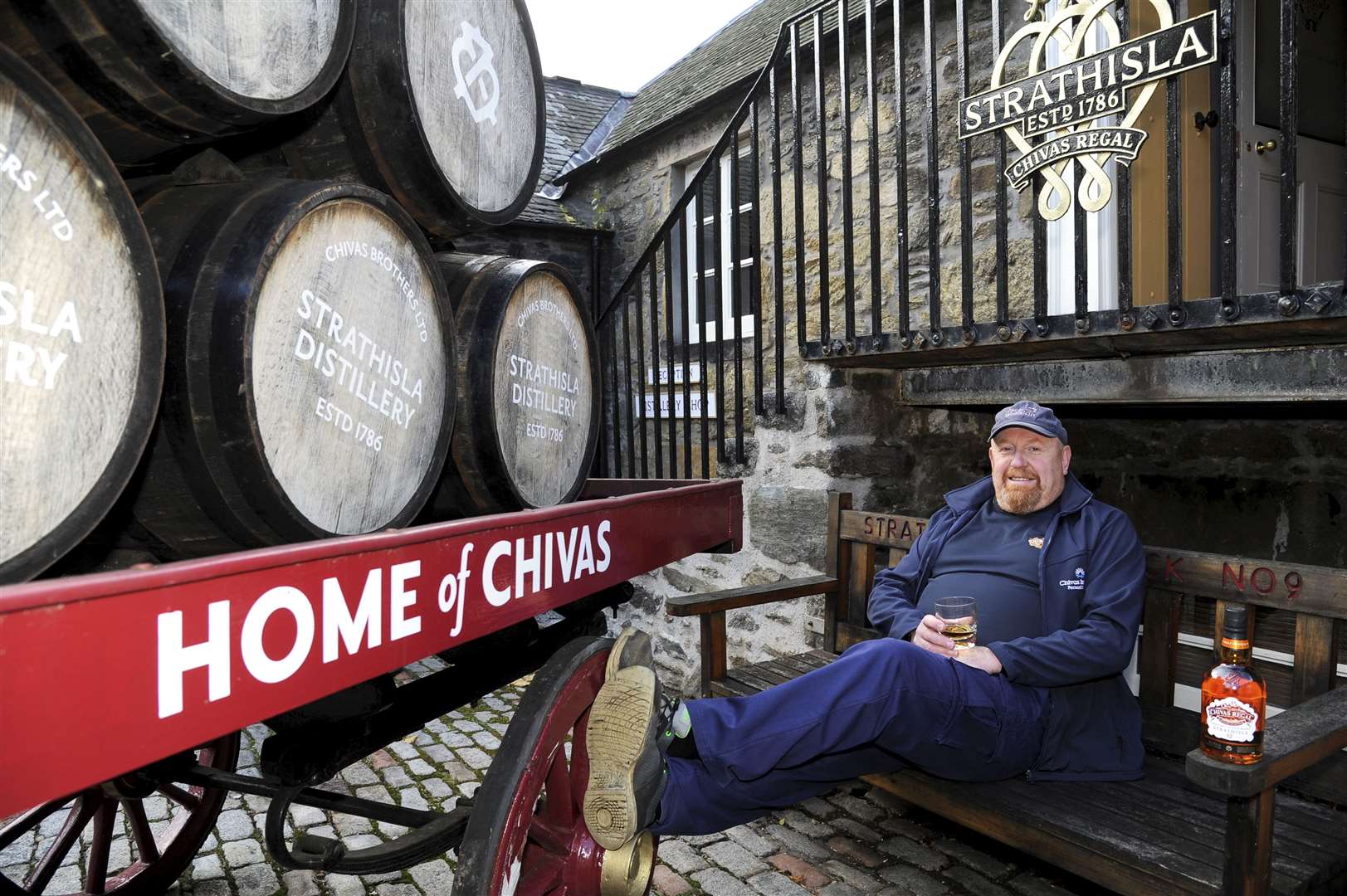 Stillman Ian McIntosh puts his feet up after 40 years' service in the distilling industry – 21 of those at Keith's Strathisla Distillery. Picture: Eric Cormack.