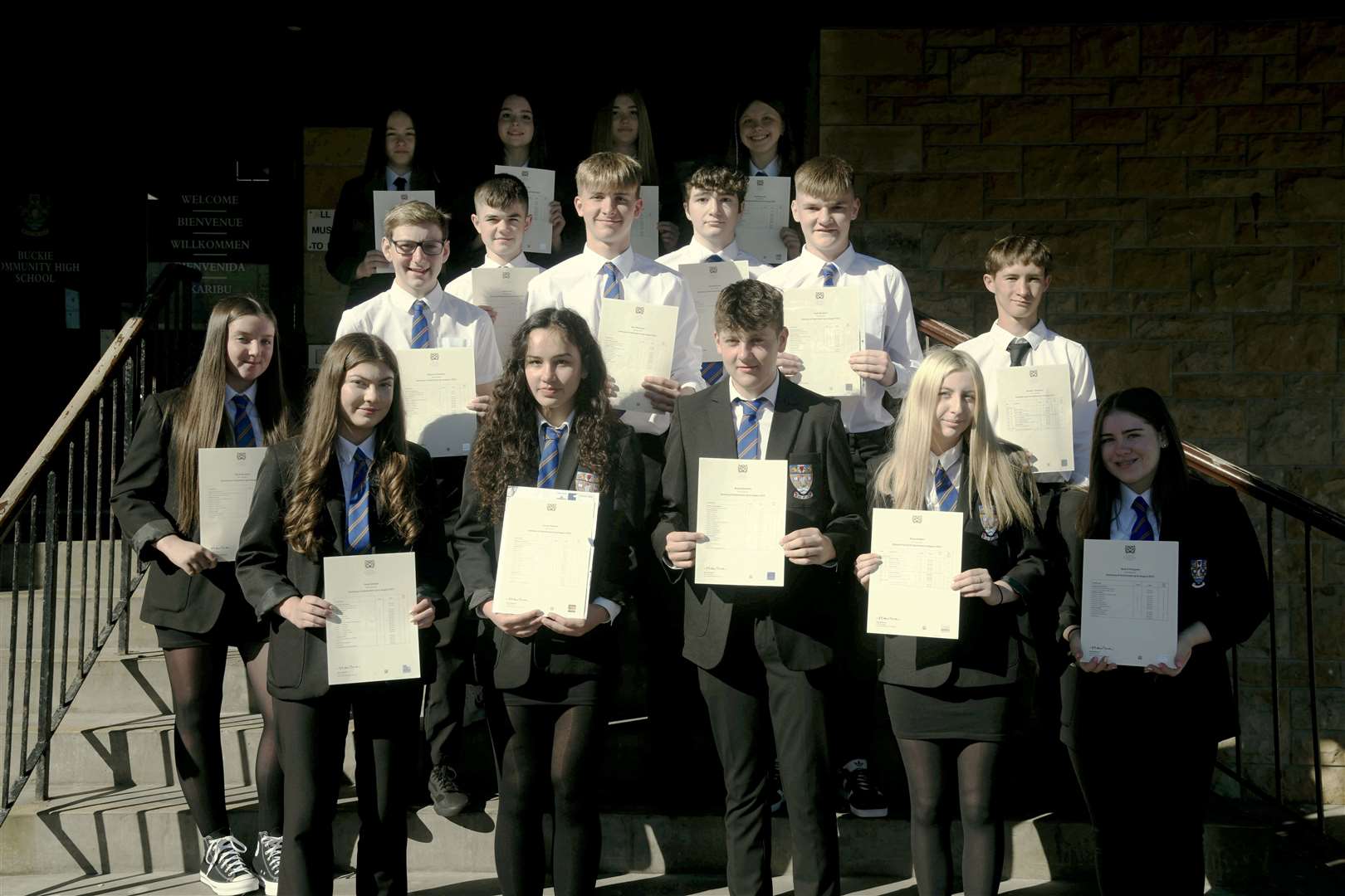 There was much to celebrate for these BCHS Nat 5 and Higher students when their exam results came through. Picture: Beth Taylor