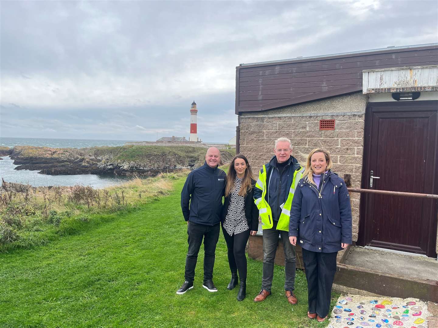 Members of the Peterhead Substation team met with Fiona James from Boddam Community Hub