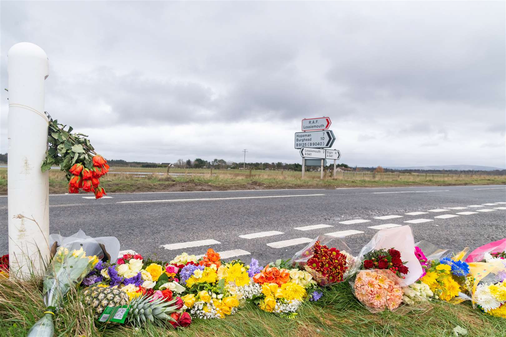Flowers have been laid at the scene of the crash, where two teenagers were killed on Monday, March 25. Picture: Beth Taylor