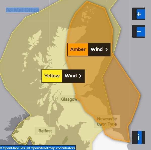 HIgh winds are expected across the north-east