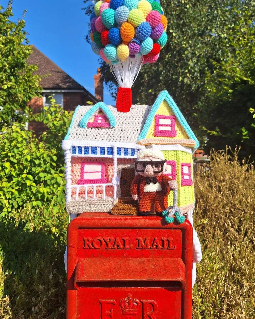 Sarah Simpson’s crocheted version of the balloon house in Up (Sarah Simpson/PA)