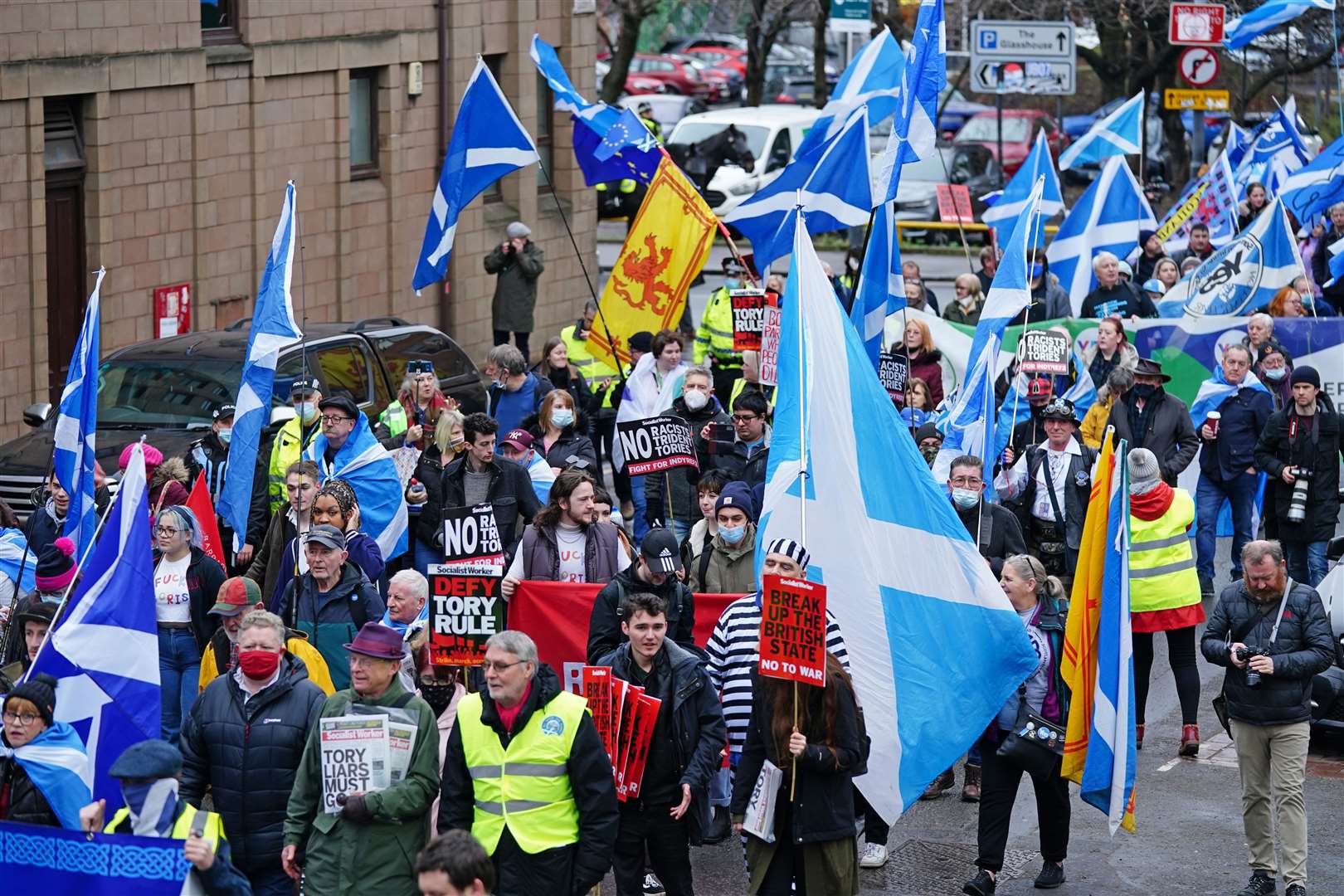 Independence supporters marched through Glasgow on Saturday (Jane Barlow/PA)