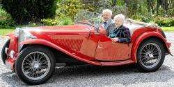 Ken and Diana Short in the MG TC sports car.