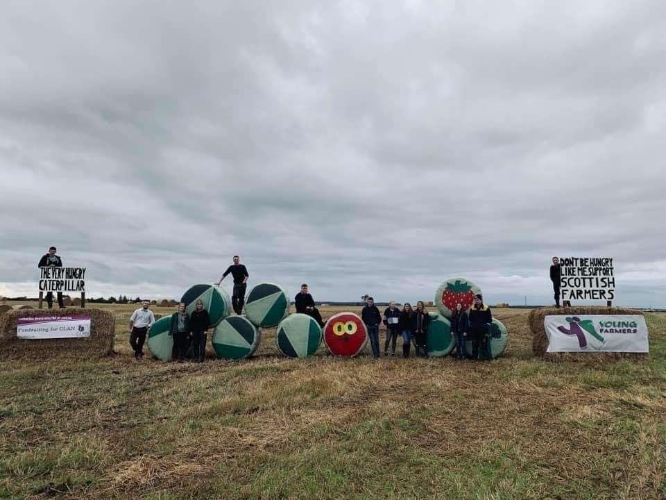 Lower Speyside Young Farmers bale art entry last year, "The Very Hungry Caterpillar", which was built in a field off the A96 near Kinloss and urged people to support Scottish farmers.