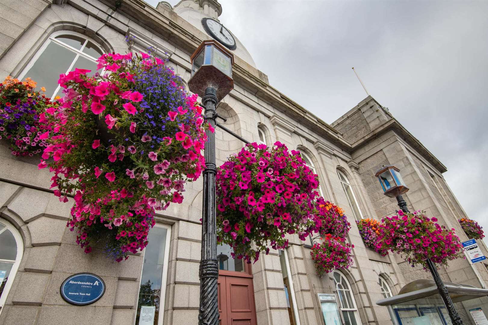 Inverurie Town Hall is the centrepiece of the summer floral display.