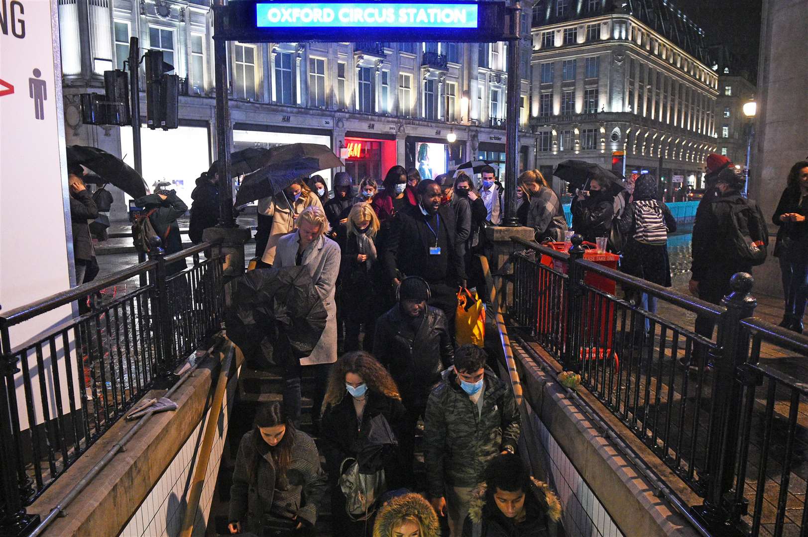 Busy scenes around Oxford Circus Underground station on Friday night (Kirsty O’Connor/PA)