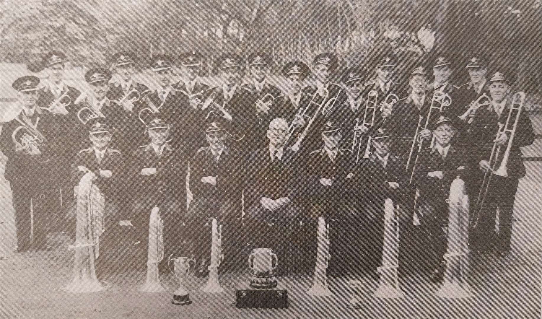 Turriff Royal British Legion Silver Band in the mid-1950s. (Turriff Advertiser 1988)