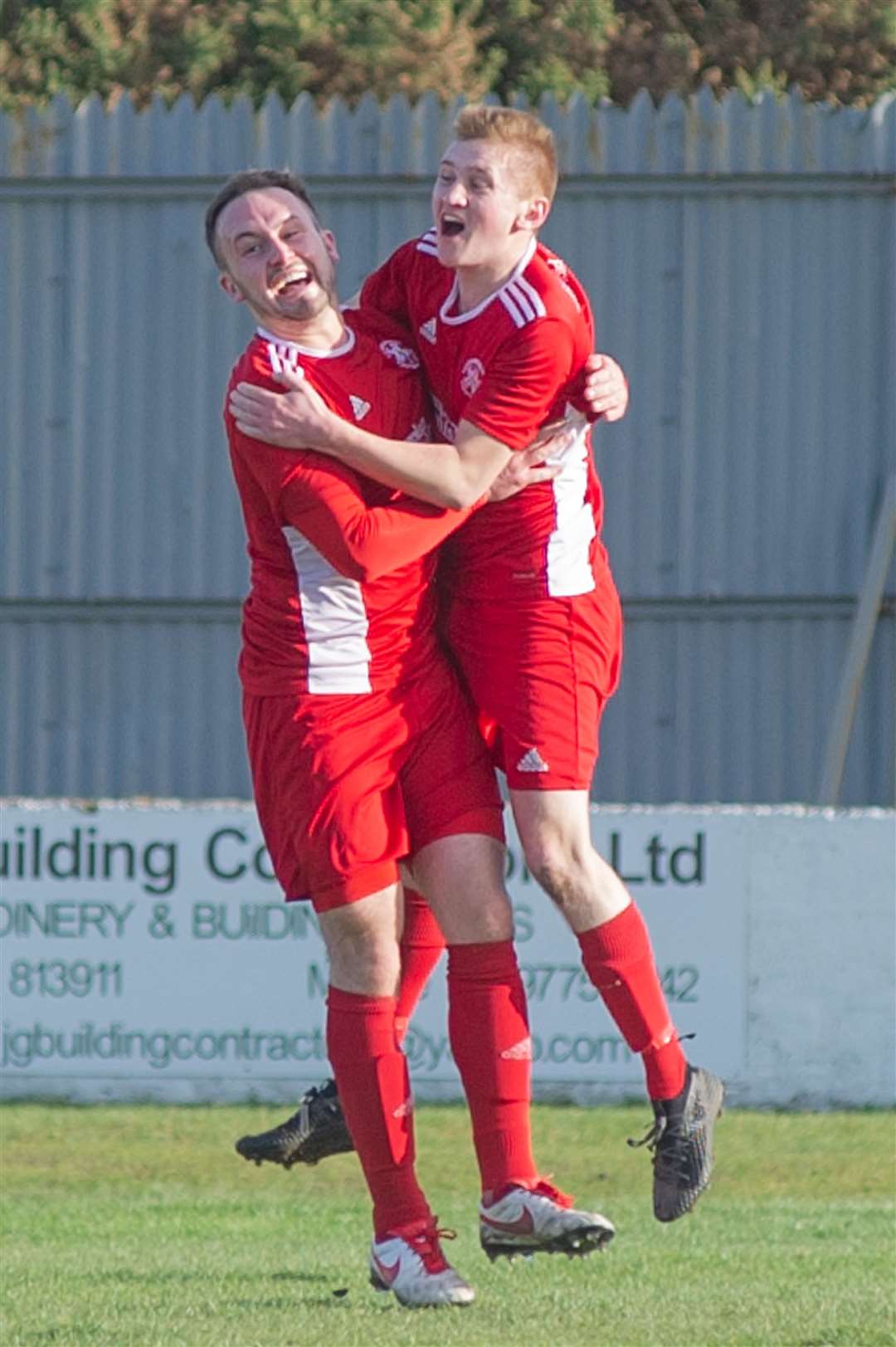 Ryan Sewell celebrates a Lossiemouth goal.Picture: Daniel Forsyth.
