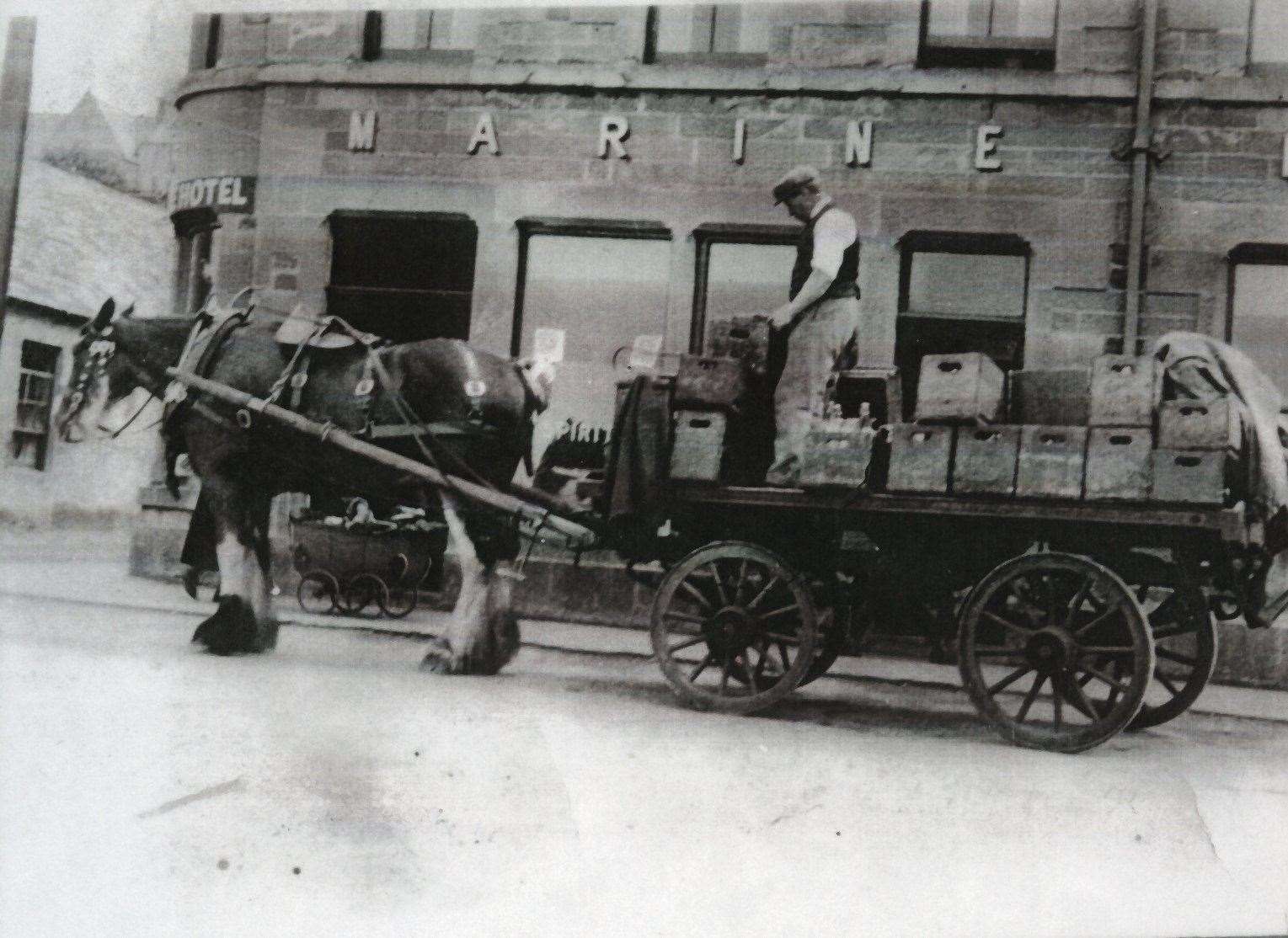 Cruickshank's make a delivery to the Marine Hotel in 1930 courtesy of carter Mr Fraser.