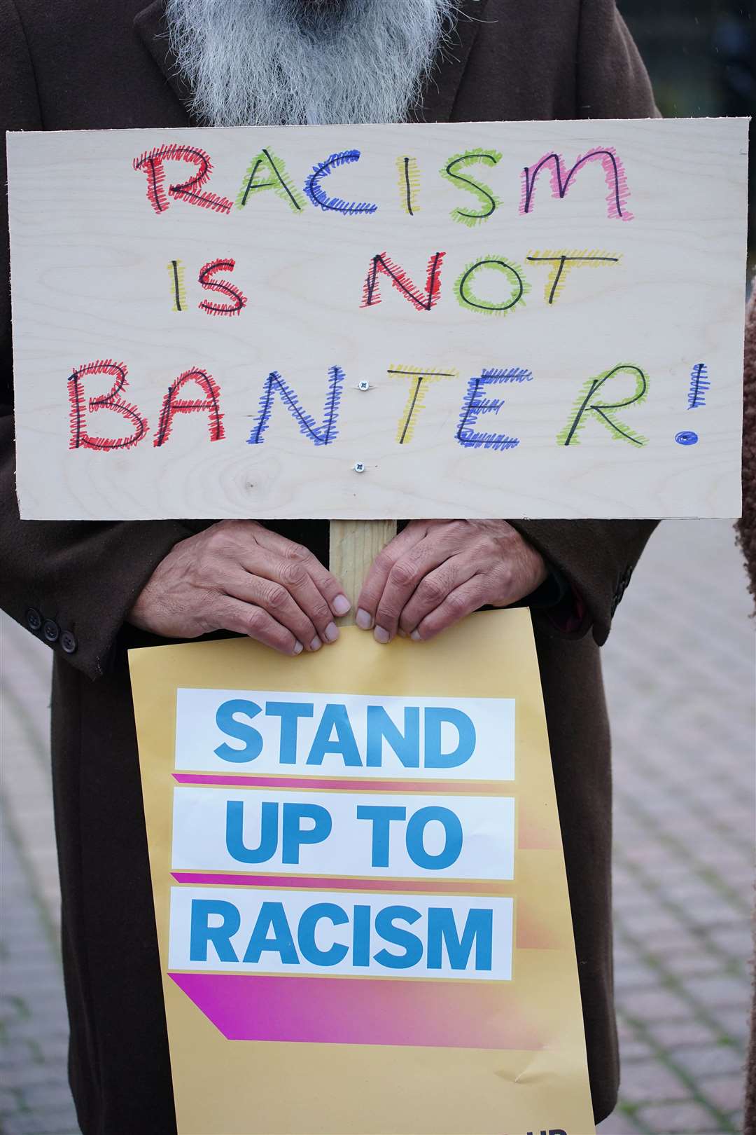A protest outside Yorkshire County Cricket Club’s Headingley Stadium in Leeds (Peter Byrne/PA)
