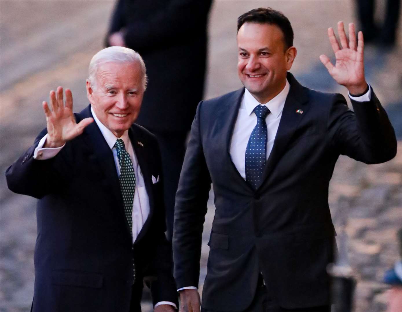 Joe Biden is greeted by Taoiseach Leo Varadkar as he arrives at Dublin Castle (Damien Storan/PA(