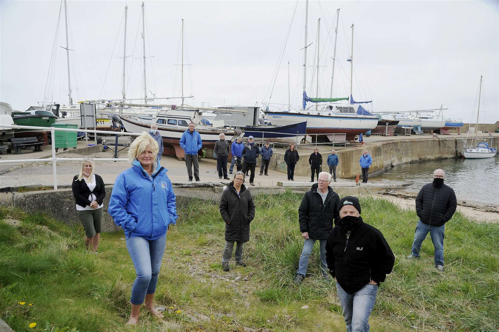 Findochty Water Sports Club commodore Mairi Innes (front left) and other harbour users are unhappy with the level of communication with Moray Council. Picture: Becky Saunderson