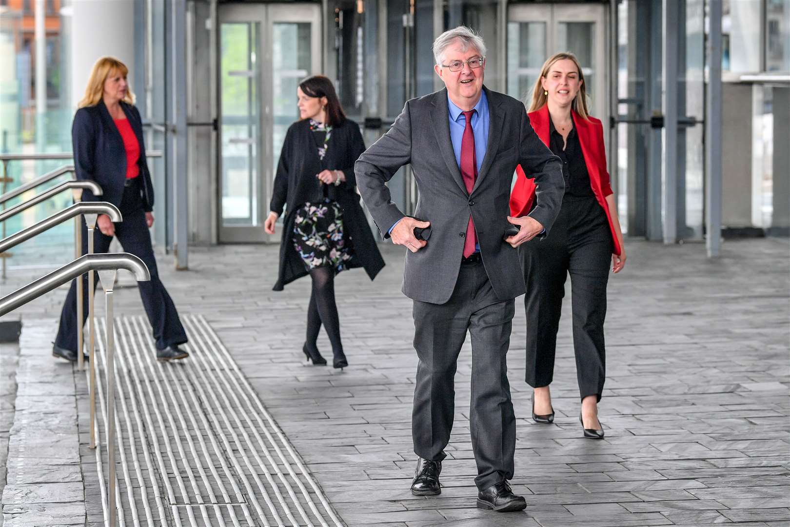 Wales First Minister Mark Drakeford arrives at the Senedd in Cardiff Bay (PA)