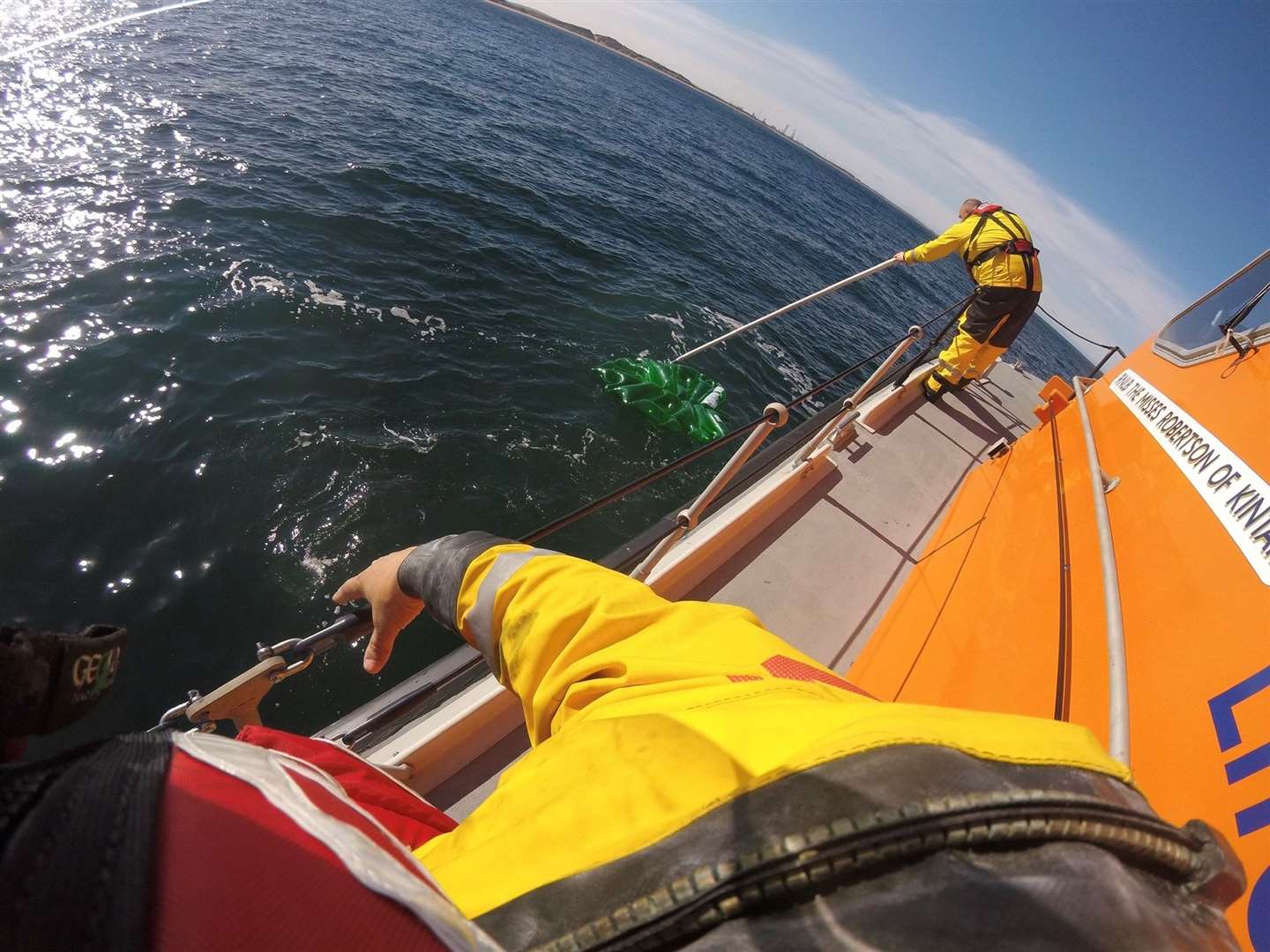 The Peterhead RNLI crew was called out following reports of a child drifitng out to sea on an inflatable.