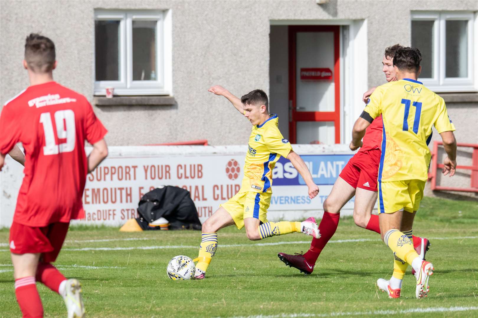 Buckie's Marcus Goodall took just five minutes to open the scoring. Picture: Daniel Forsyth..