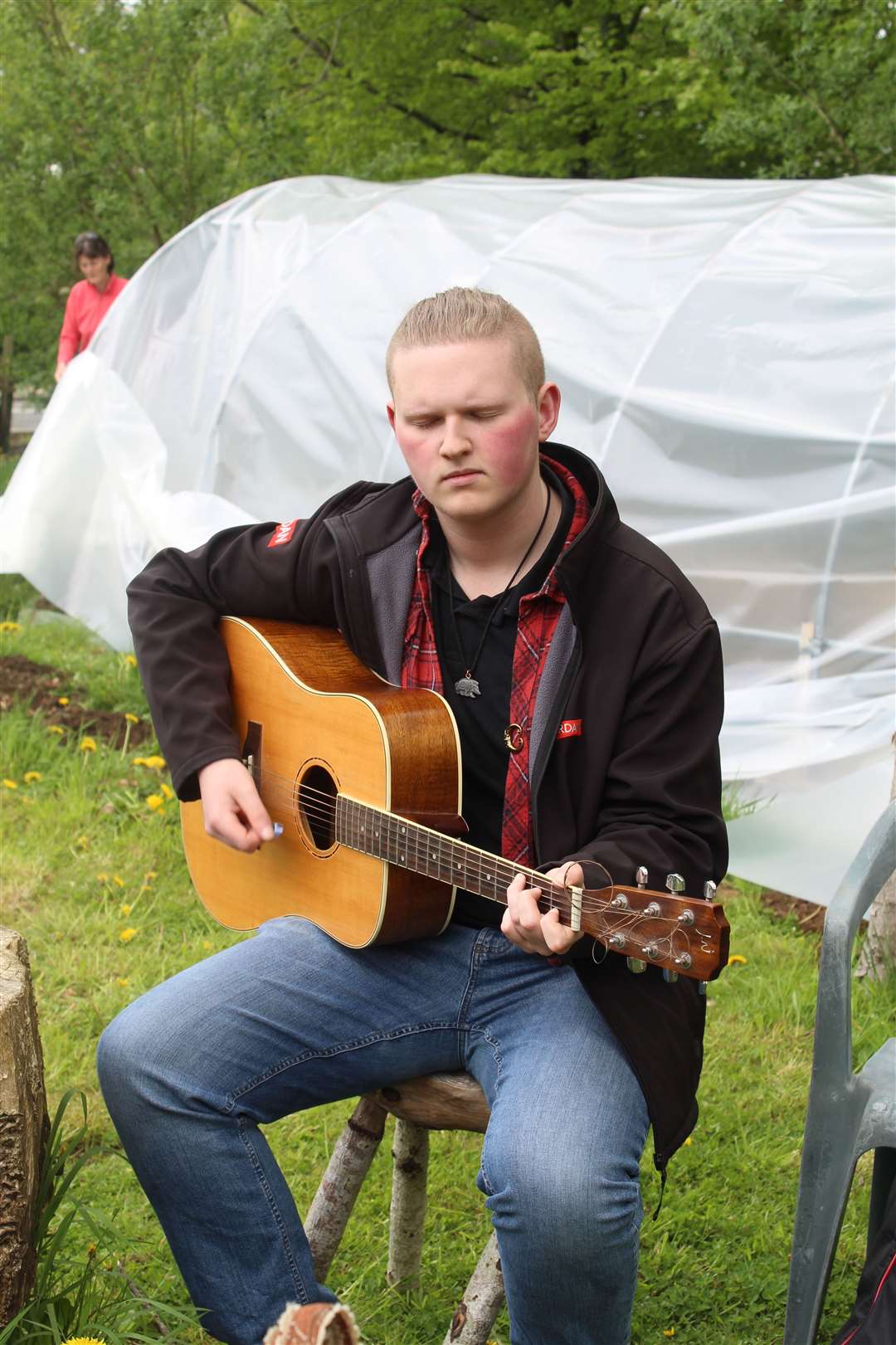 Open air entertainment was provided by local musician Aaron Jones at Kemnay's Birley Bush open day on Saturday. Picture: Griselda McGregor