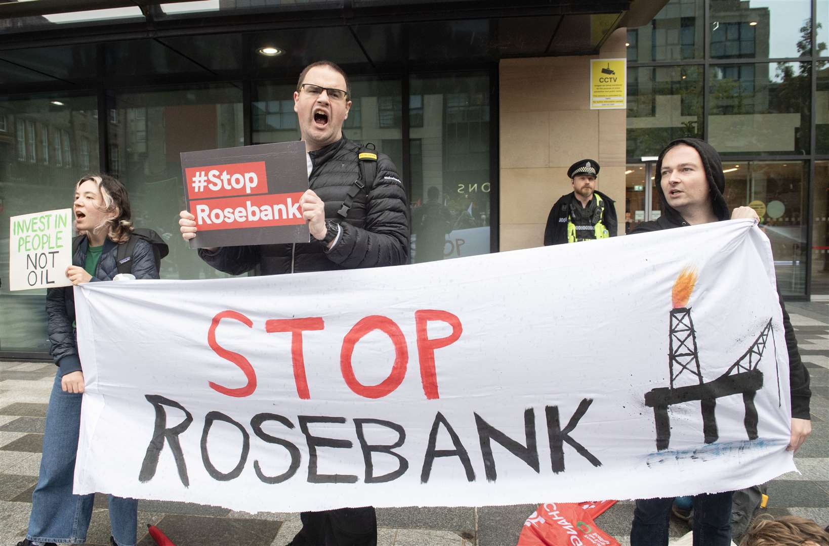 Protesters shouted slogans including Revoke Rosebank at the Labour Party conference (Lesley Martin/PA)