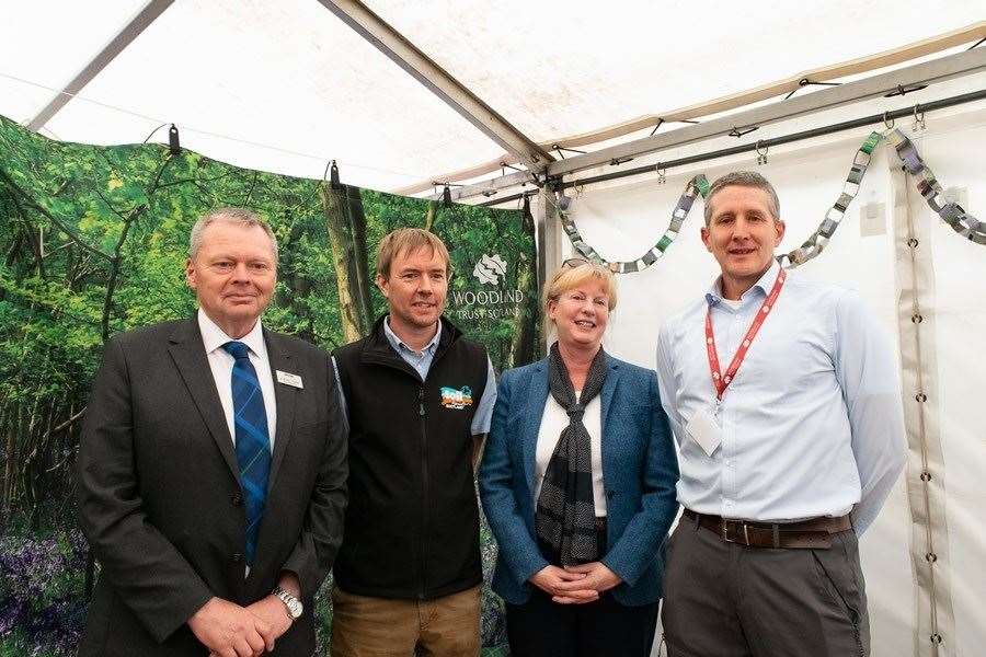 Stakeholders launching a new guide to integrating trees into farms and crofts were delighted to welcome Deputy First Minister Shona Robison to the event at the Highland Show where she joined (left) Andrew Connon of NFU Scotland; David Mackay of Soil Association Scotland and Alastair Seaman of Woodland Trust Scotland.