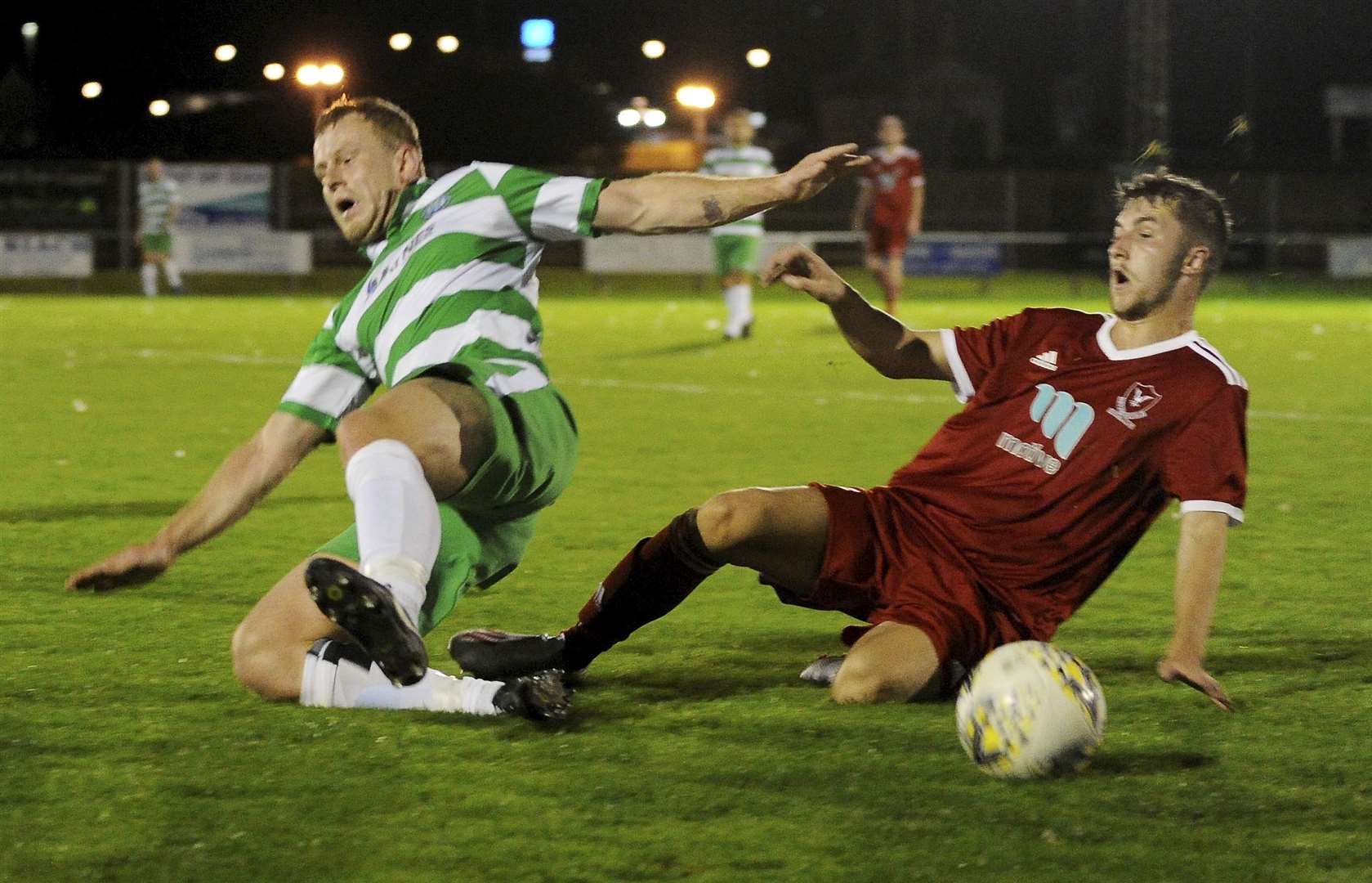 Robert Scott (right) netted Deveonvale's penalty equaliser at Forres.