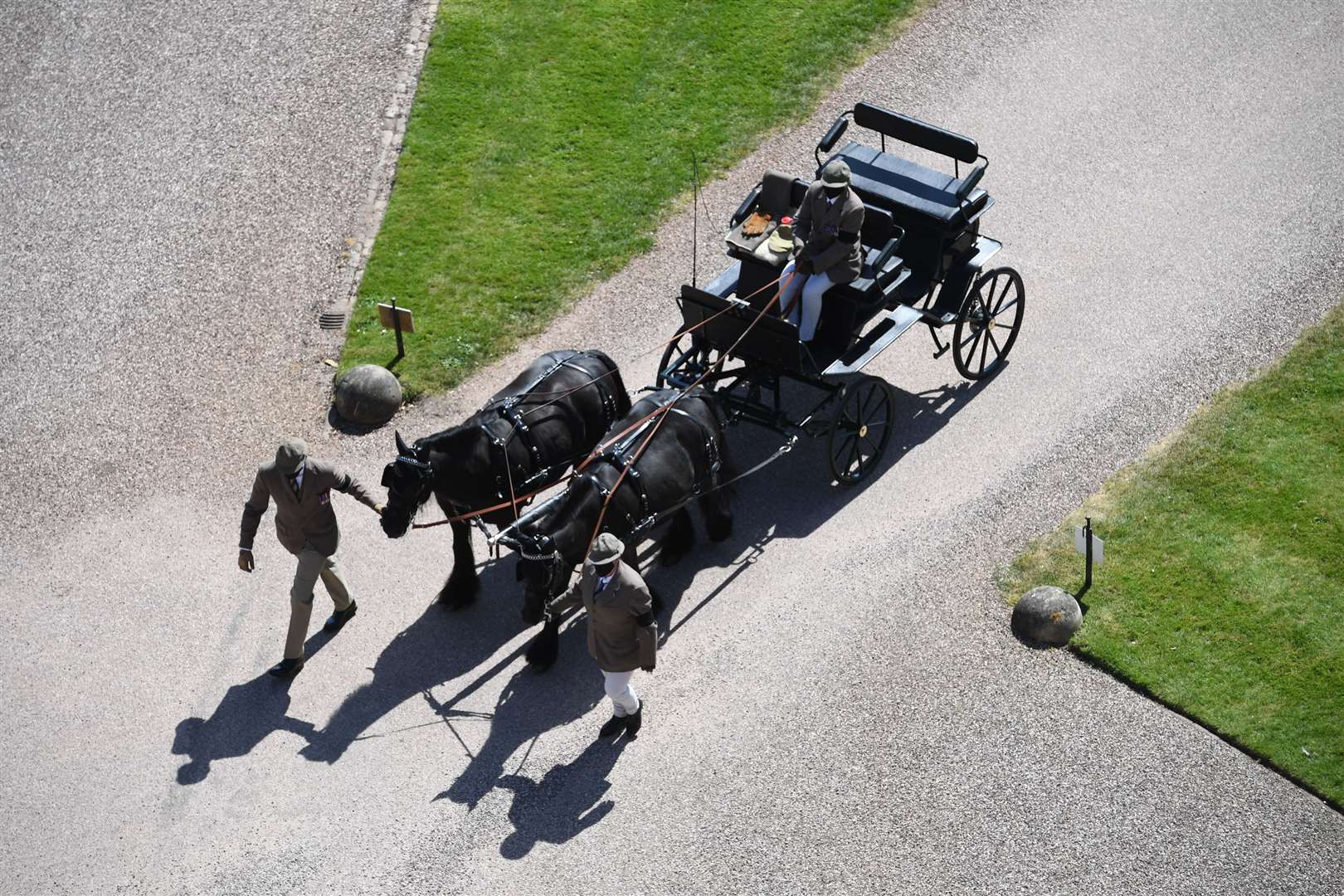 The Duke of Edinburgh’s driving carriage arrives ahead of the funeral at Windsor Castle (Kirsty O’Connor/PA)