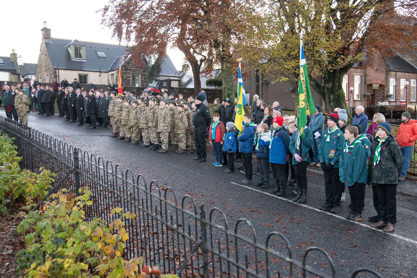 In a change from previous years the parade lined up on Land Street rather than the A96...Keith Remembrance Sunday service and parade 2023. ..Picture: Daniel Forsyth..