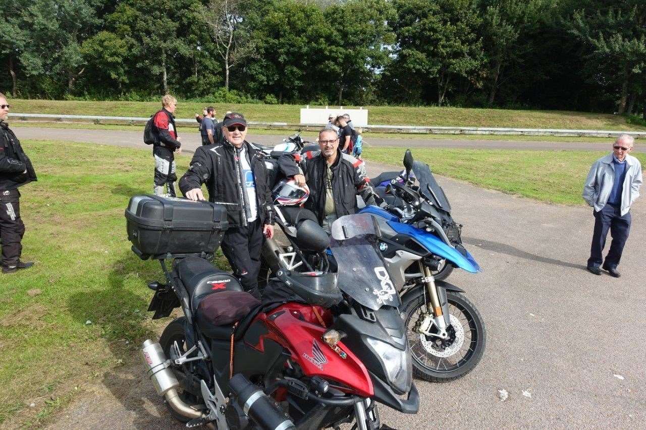 Norfolk visitors Denis Mallet on a Honda CB500X and Graham Furr with his BMW R1200GS.