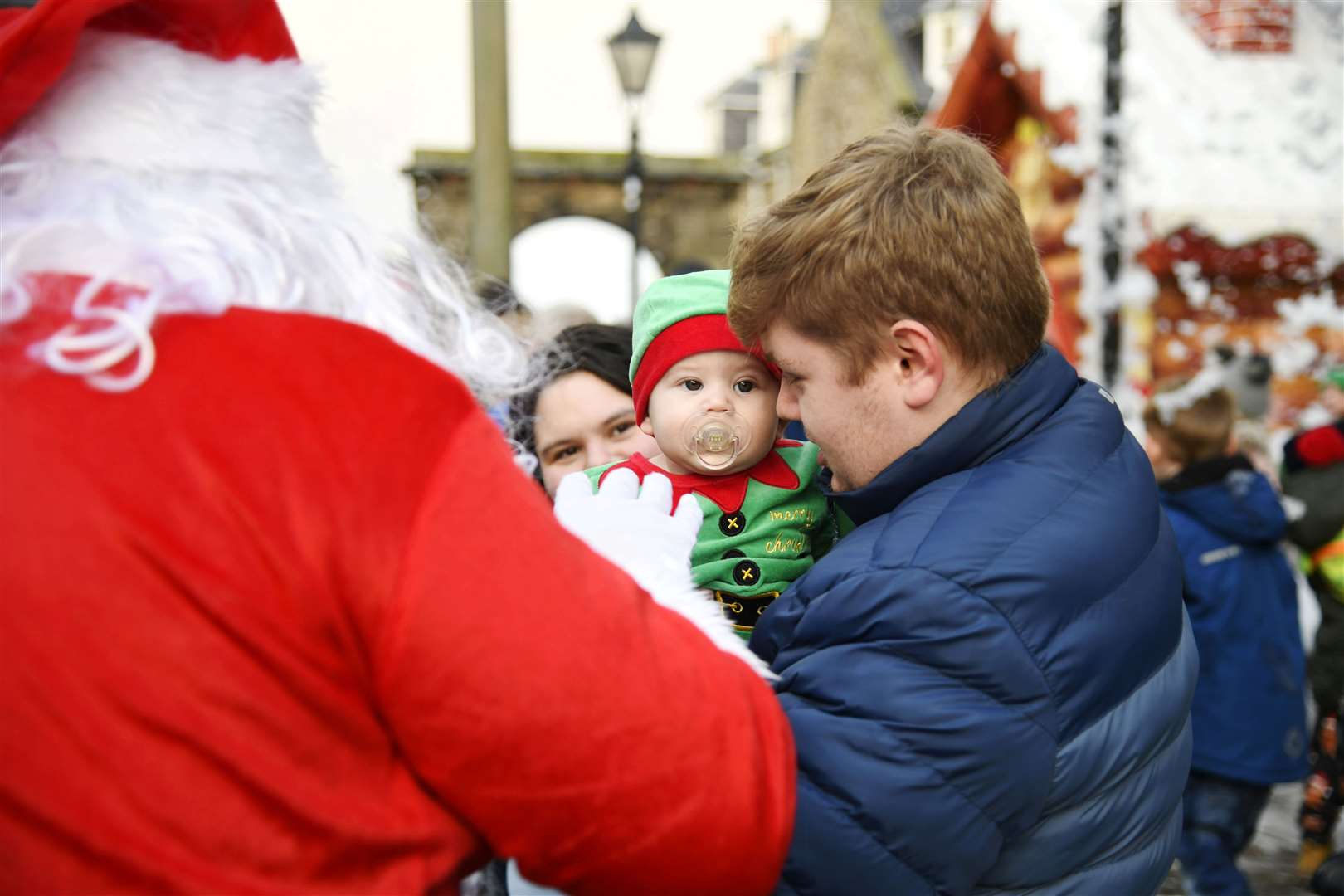 Alfie Pizzey meeting Santa at the Christmas Cracker. ..Banff Christmas Cracker, 2022...Picture: Beth Taylor.
