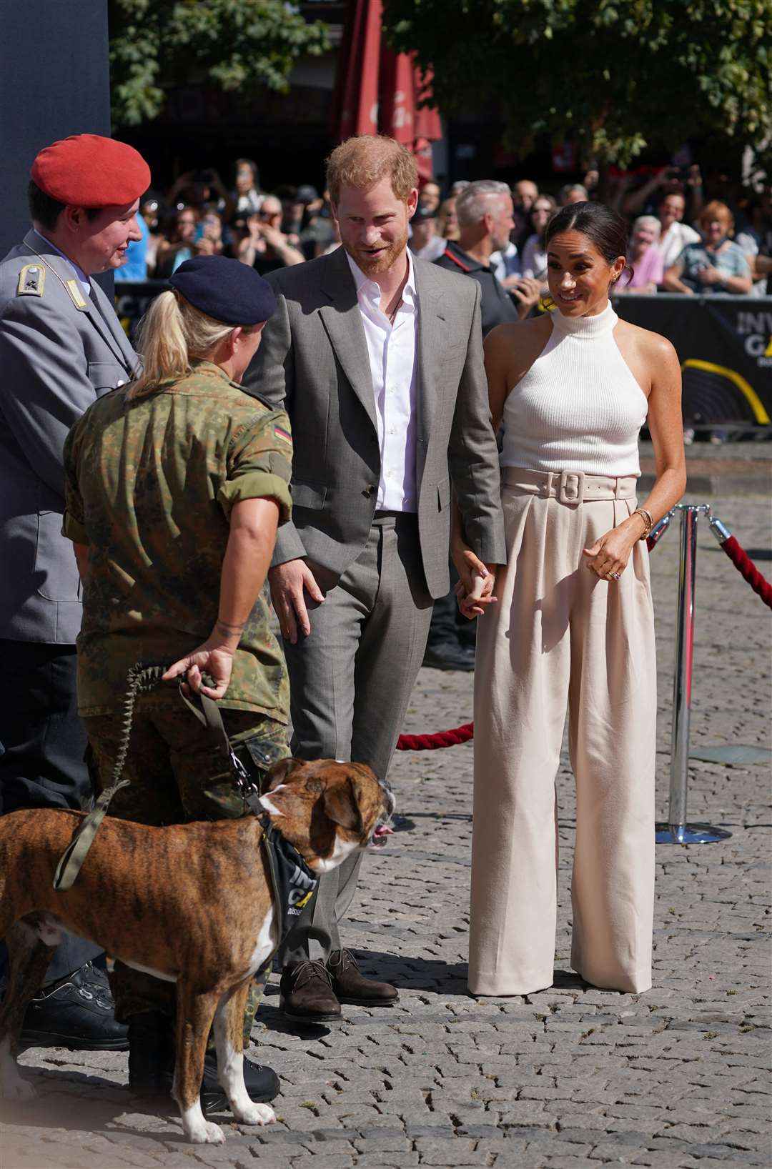 The Duke and Duchess of Sussex arrive at City Hall in Dusseldorf (Joe Giddens/PA)