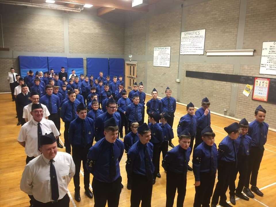 Officers and boys from Buckie BB line up for uniform inspection last year. Pictures: Buckie BBs