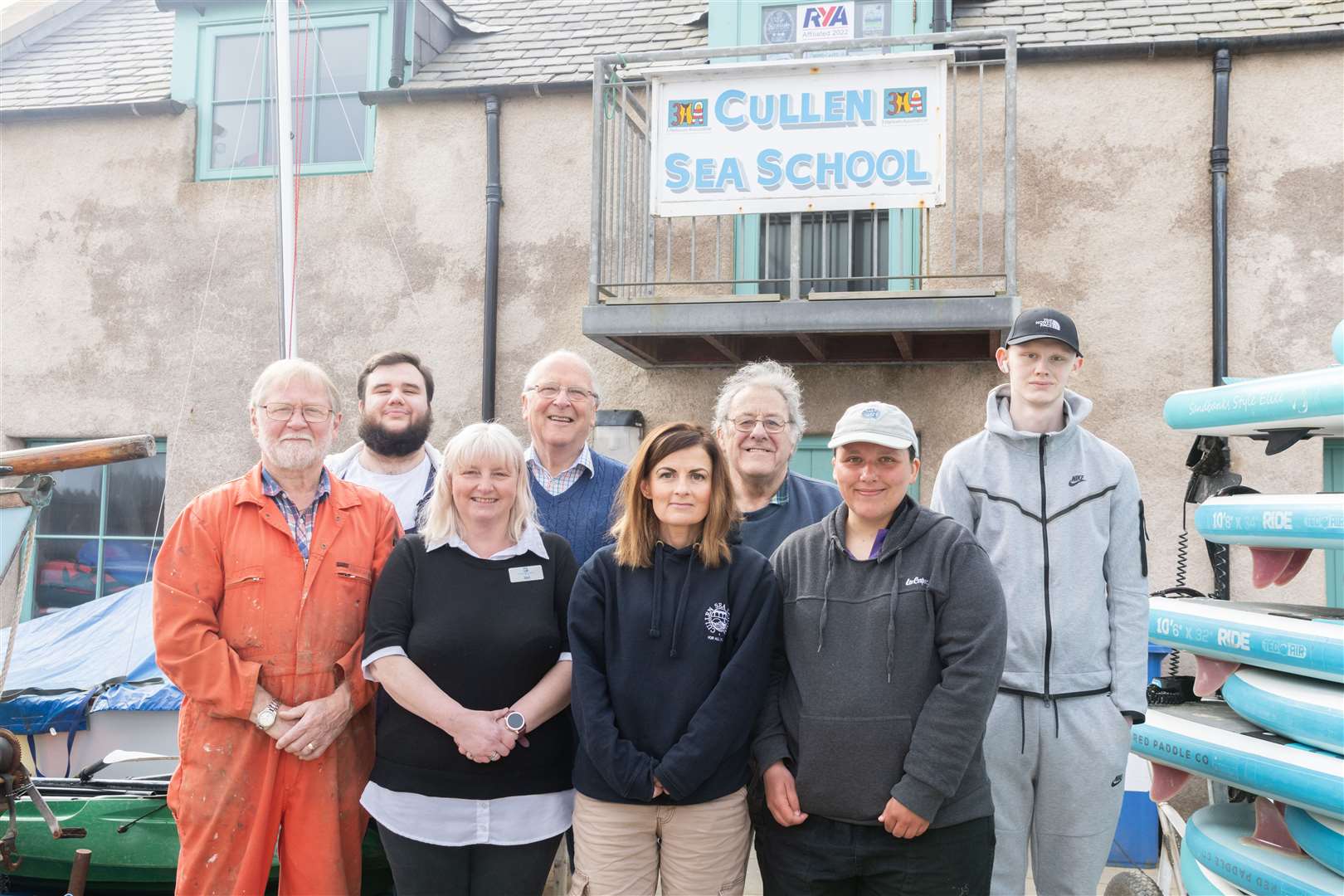New development officer Beth Dobson (front centre) is welcomed by some of the team at Cullen Sea School. Picture: Beth Taylor