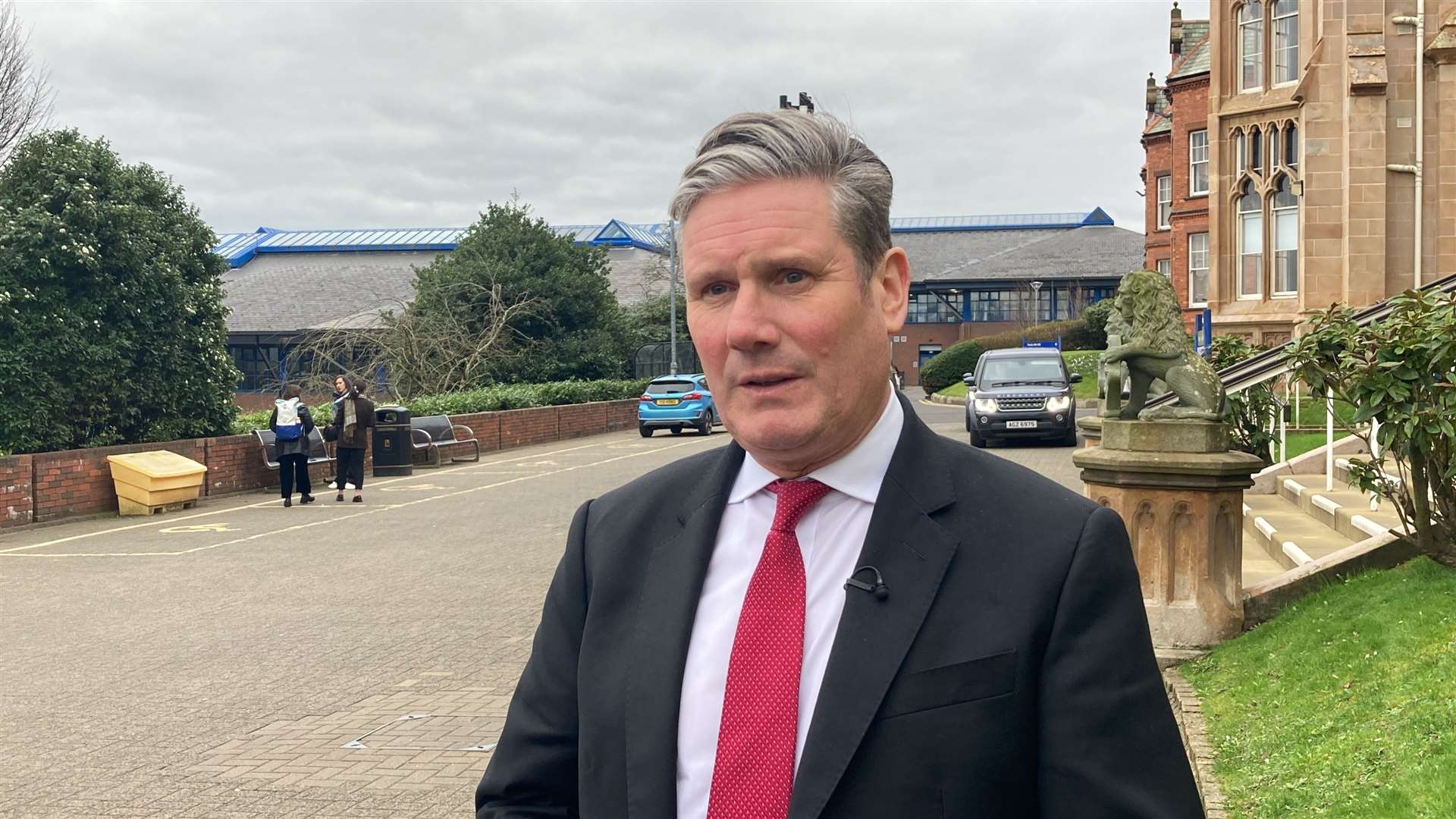 Labour leader Sir Keir Starmer speaks to broadcasters during a visit to the Ulster University in Londonderry on Friday (Rebecca Black/PA)