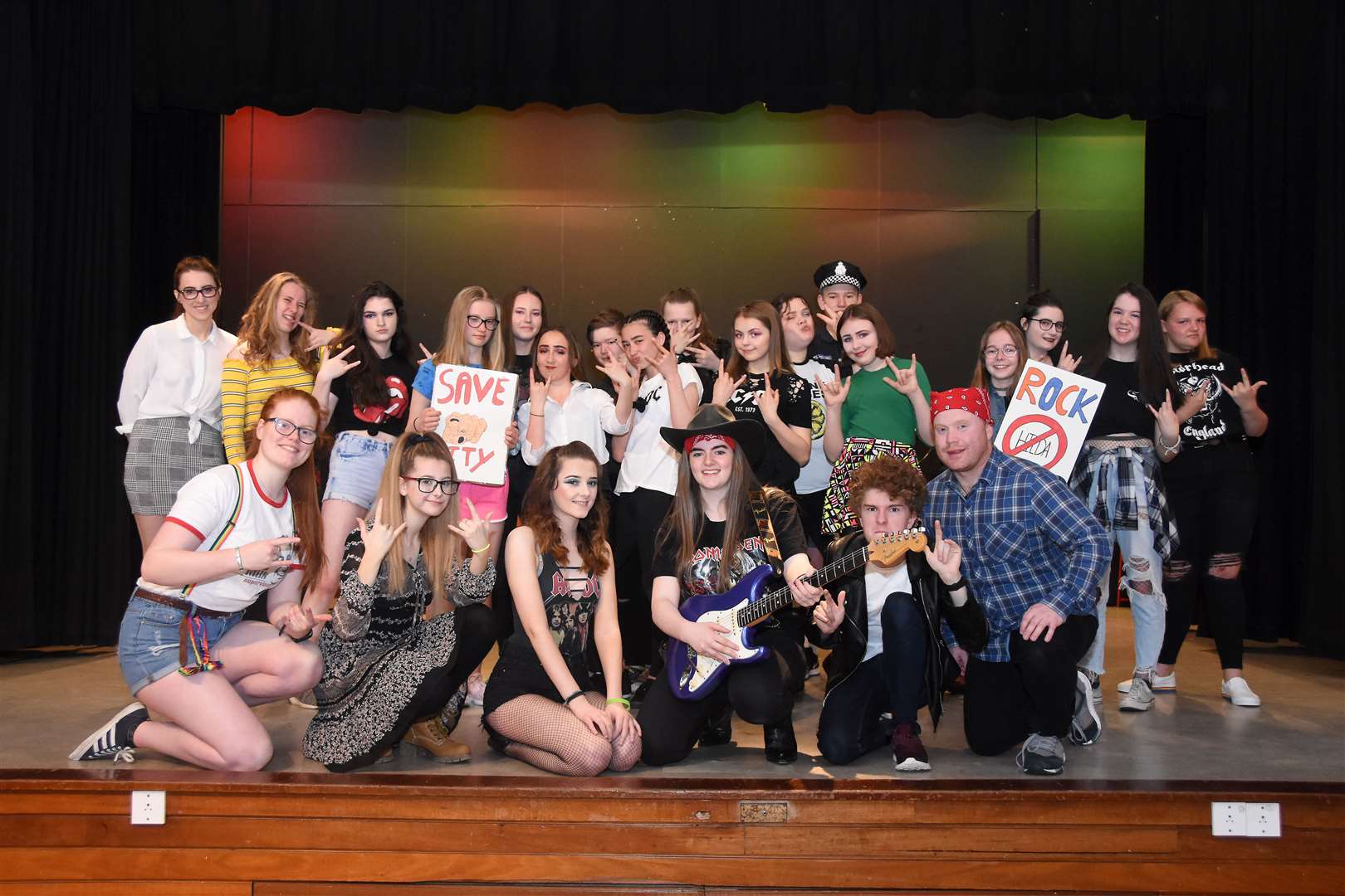 The cast of Banff Academy's show Rock of Ages, which is set to take to the stage in June. Picture: Becky Saunderson