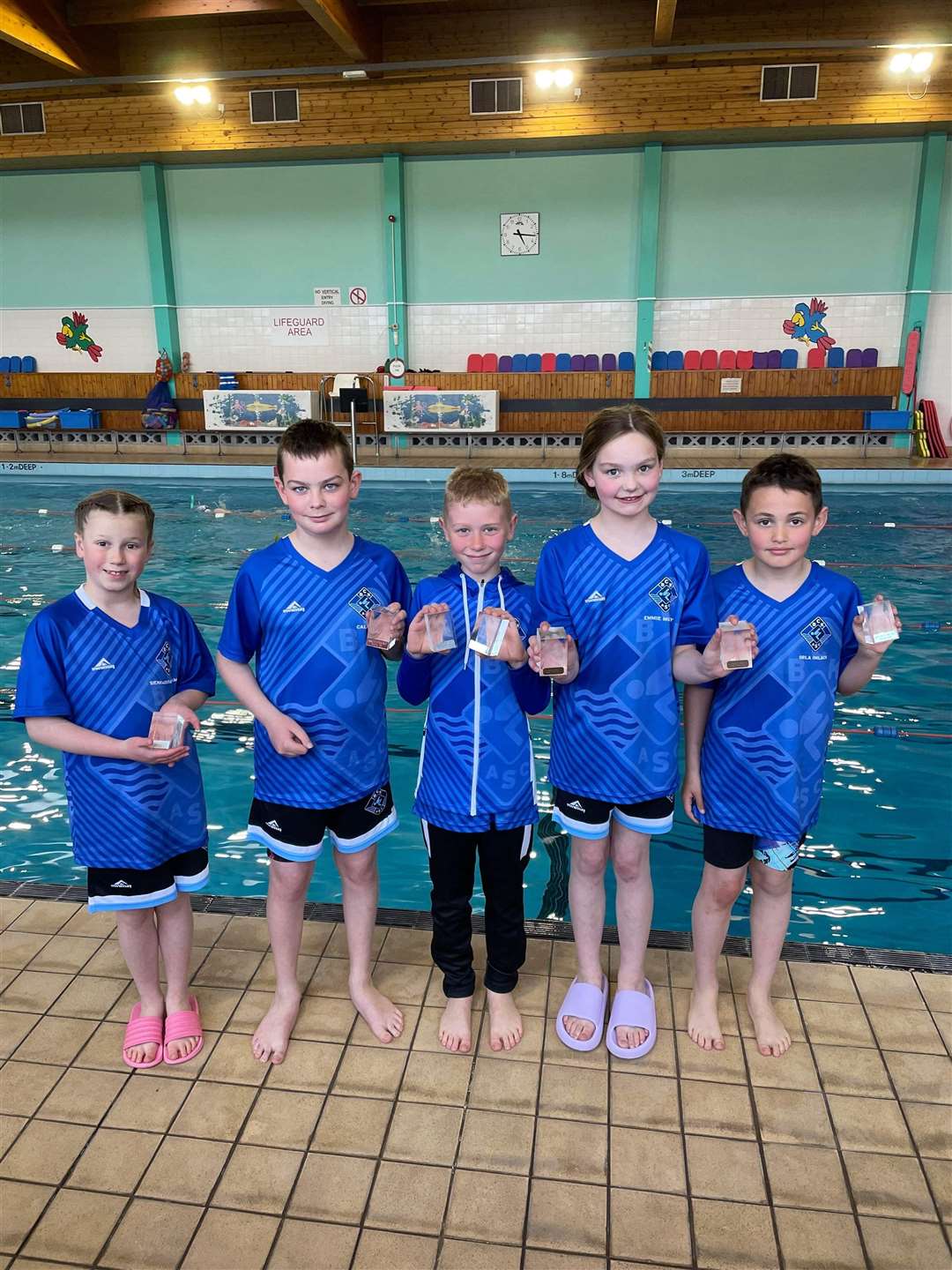 Buckie ASC swimmers (from left) Sienna Ramos Duran, Callum Stewart, Riley Russell, Emmie Murray and Cooper Beresford were best boys and girls in their age groups at the Buckie meet.