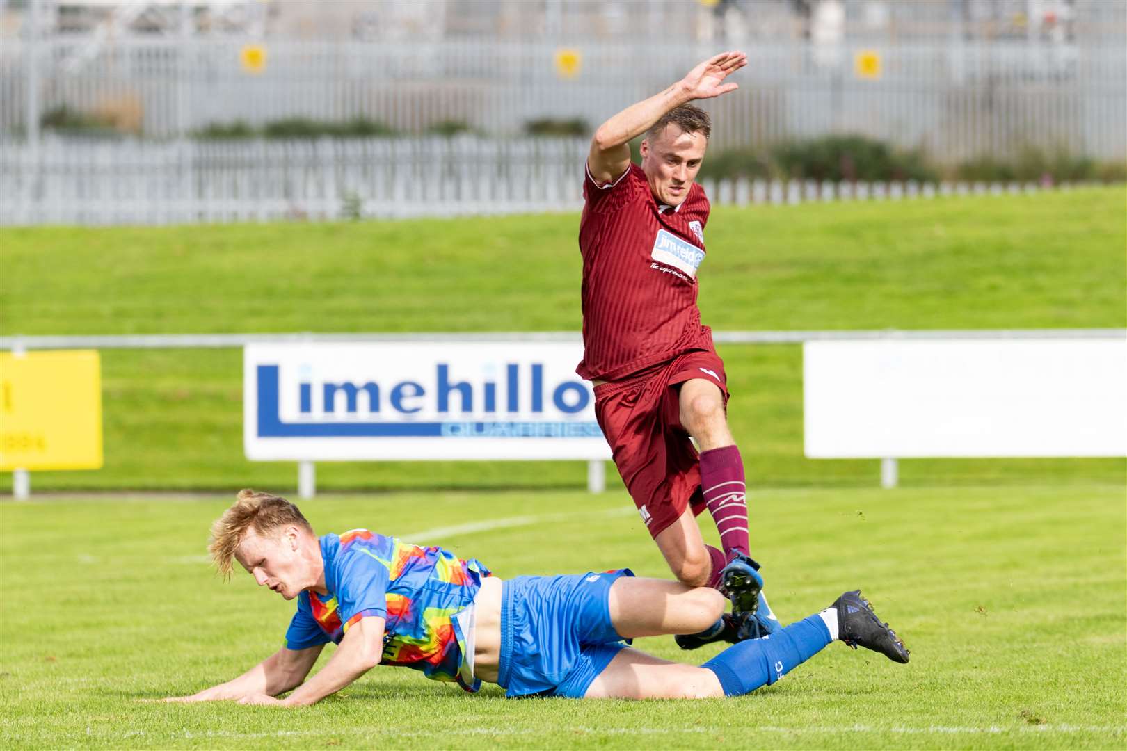 Gavin Elphinstone (right) scored a penalty for Keith in their 5-2 Scottish Cup defeat against Luncarty. Picture: Beth Taylor