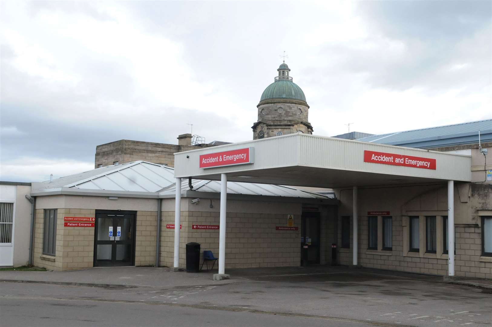 The Accident and Emergency entrance at Dr Gray's Hospital in Elgin.