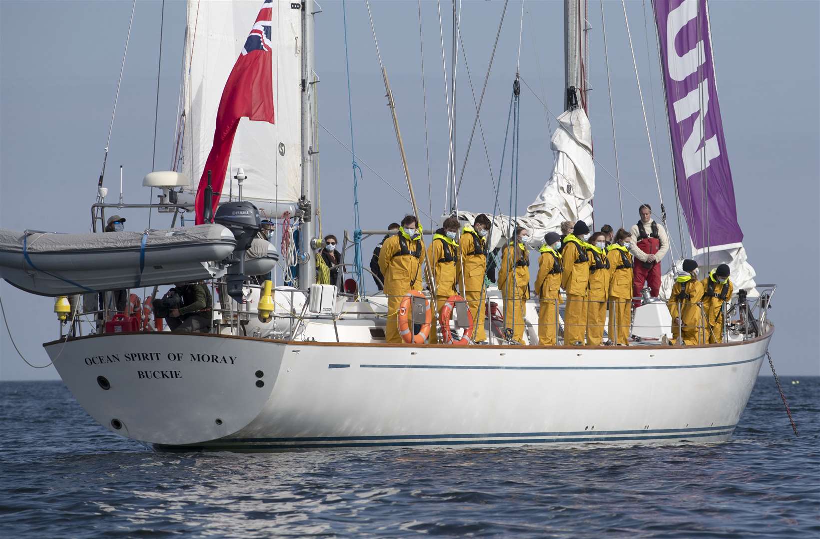 Pupils paused on board the school’s sailing vessel (Jane Barlow/PA)