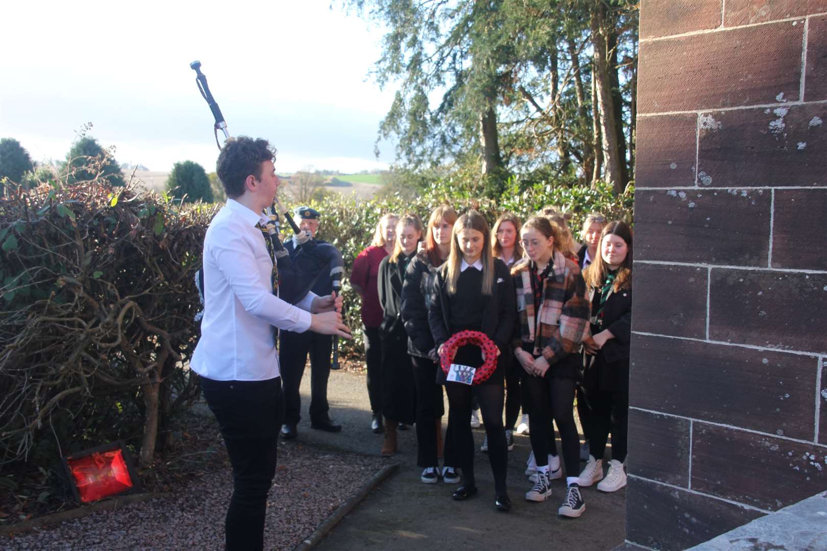 Turriff Academy pupils paid their respects at the war memorials on Friday. Pictures: Kirsty Brown