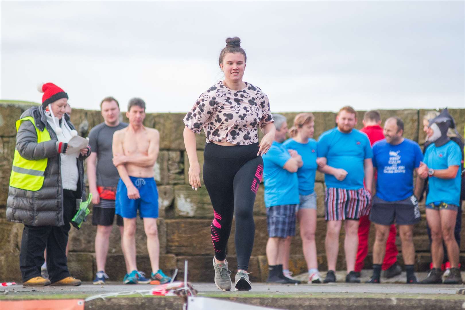Elgin High School pupil Ellie-Rose Taylor was a first time jumper at the swim. ..The 34th annual Burghead Boxing Day Swim 2019...Picture: Daniel Forsyth..